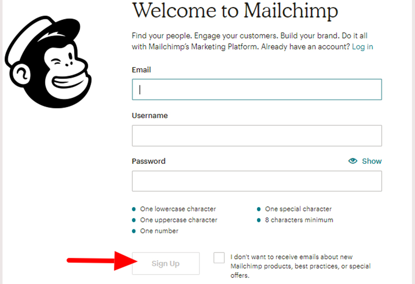 creating mailchimp account