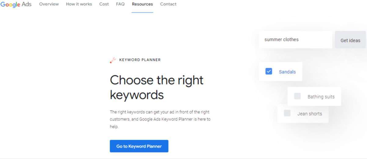 Google Ads-Google keyword planer-SEO keywords