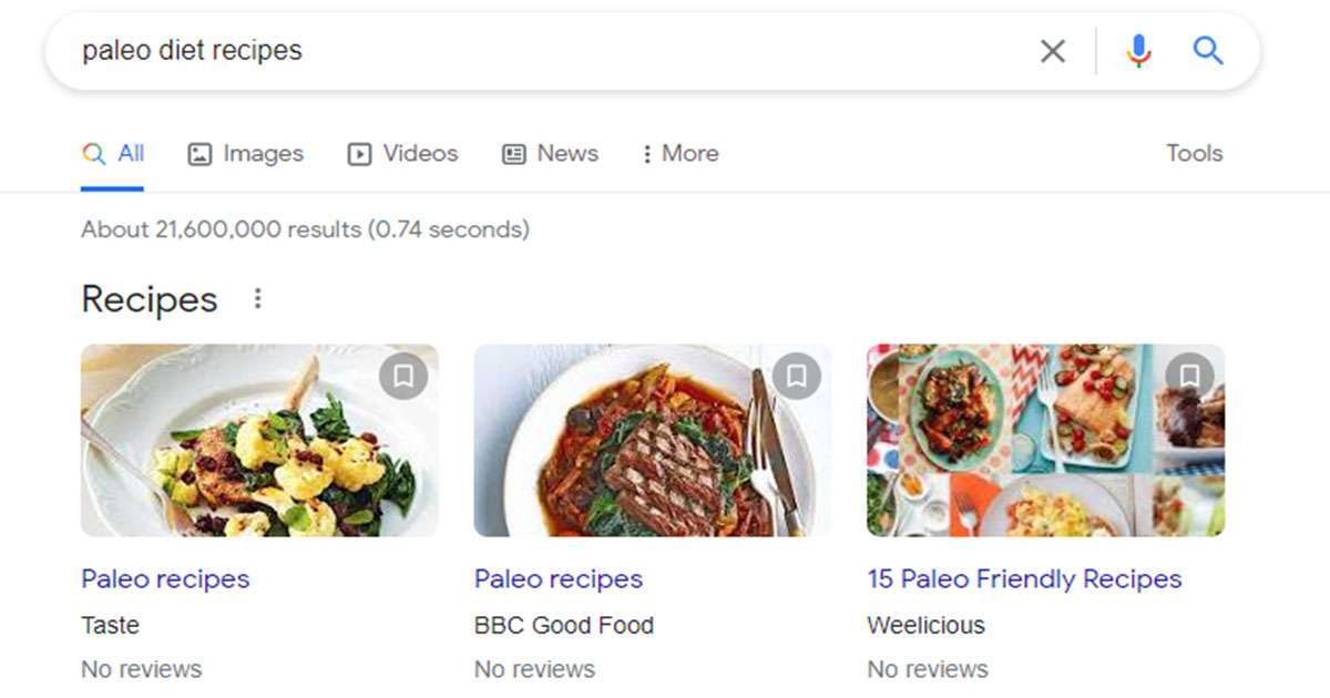 Paleo diet on Google searched just to rank on Google first page.