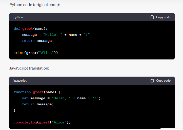 Translating Codes with chatgpt